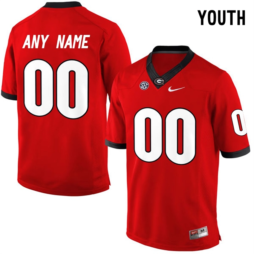 Georgia Bulldogs Youth NCAA Red Limited Customized College Football Jersey CVT3049PS